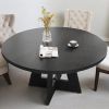 120 Cm round Dining Table for 4 People Country House Style with Wooden Tabletop And Legs Traditional Farmhouse Dining Table