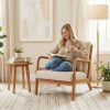Accent Chair Corduroy Upholstered Lounge Chair with Lumbar Pillow