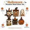 Halloween wooden pumpkin ghost black cat ornament room desktop holiday decoration wooden craftHalloween wooden pumpkin ghost black cat ornament room