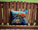 Loggerhead Sea Turtle Throw Pillow Machine Washable, Indoor Outdoor Decorative Pillow for Couch, Bed or Patio, 14Hx14W