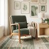 Accent Chair Corduroy Upholstered Lounge Chair with Lumbar Pillow