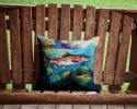 Rainbow Trout Throw Pillow Machine Washable, Indoor Outdoor Decorative Pillow for Couch, Bed or Patio, 14Hx14W