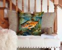 Brown Trout Throw Pillow Machine Washable, Indoor Outdoor Decorative Pillow for Couch, Bed or Patio, 14Hx14W