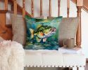Largemouth Bass Throw Pillow Machine Washable, Indoor Outdoor Decorative Pillow for Couch, Bed or Patio, 14Hx14W