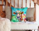 NEW Hippie Animal Cow Throw Pillow Machine Washable, Indoor Outdoor Decorative Pillow for Couch, Bed or Patio, 14Hx14W