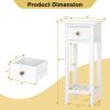 2 Tier Slim Nightstand Bedside Table with Drawer Shelf