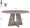 120 Cm round Dining Table for 4 People Country House Style with Wooden Tabletop And Legs Traditional Farmhouse Dining Table