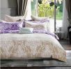 bHermman Beige/Purple Damask 100% Cotton Comforter Set