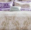 bHermman Beige/Purple Damask 100% Cotton Comforter Set