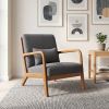 Accent Chair Corduroy Upholstered Lounge Chair with Lumbar Pillow